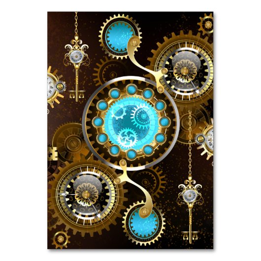Steampunk Rusty Hintergrund mit türkisfarbenen Lin Tischnummer (Vorderseite)