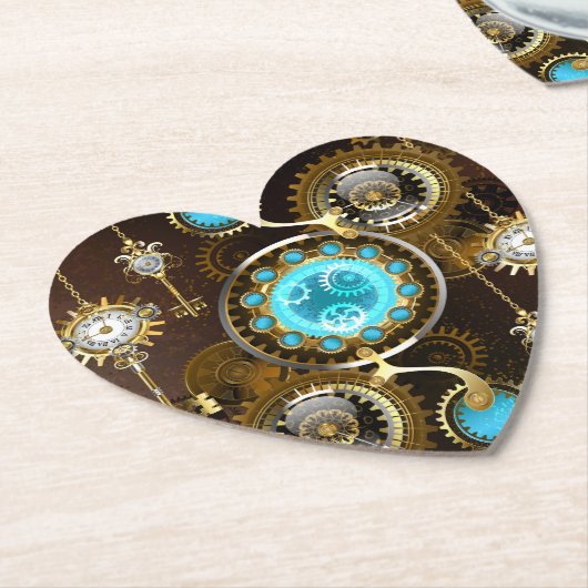 Steampunk Rusty Hintergrund mit türkisfarbenen Lin Untersetzer (angewinkelt)