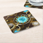 Steampunk Rusty Hintergrund mit türkisfarbenen Lin Untersetzer (angewinkelt)