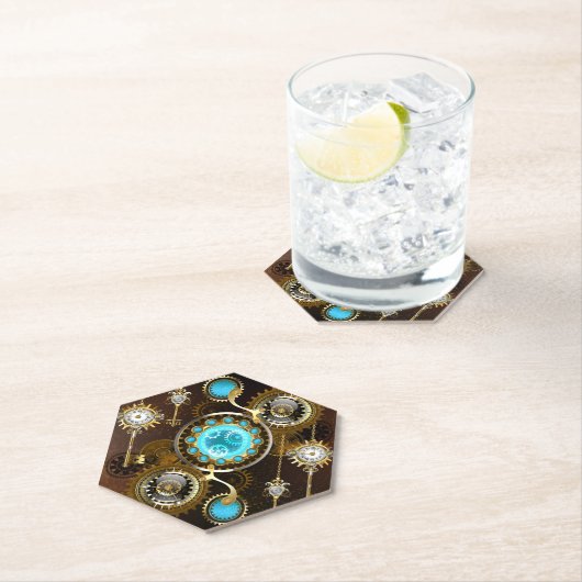 Steampunk Rusty Hintergrund mit türkisfarbenen Lin Untersetzer (Vor Ort)