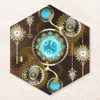 Steampunk Rusty Hintergrund mit türkisfarbenen Lin