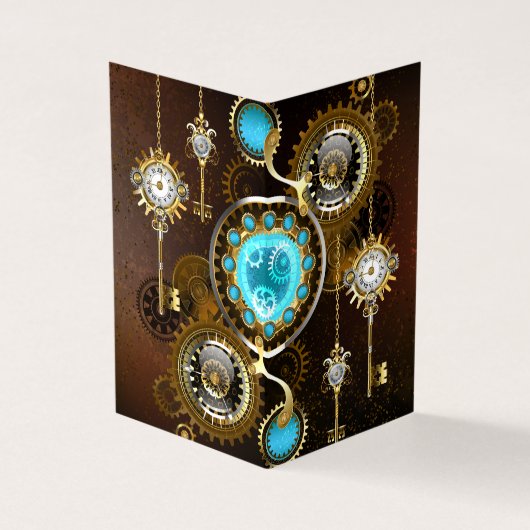 Steampunk Rusty Hintergrund mit türkisfarbenen Lin Visitenkarten (Vorderseite)