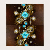 Steampunk Rusty Hintergrund mit türkisfarbenen Lin Visitenkarten (Außenseite Aufgefaltet)