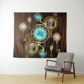 Steampunk Rusty Hintergrund mit türkisfarbenen Lin Wandteppich (Beispiel (Horizontal))