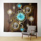 Steampunk Rusty Hintergrund mit türkisfarbenen Lin Wandteppich (Beispiel (Horizontal))