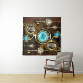 Steampunk Rusty Hintergrund mit türkisfarbenen Lin Wandteppich (Beispiel (Horizontal))