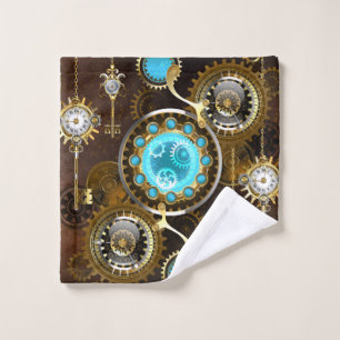 Steampunk Rusty Hintergrund mit türkisfarbenen Lin Waschlappen