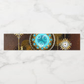 Steampunk Rusty Hintergrund mit türkisfarbenen Lin Wasserflaschenetikett (Einzelnes Label)