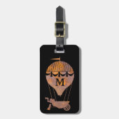 Steampunk Rusty Hot Air Ballon Custom Monogram Gepäckanhänger (Vorderseite vertikal)