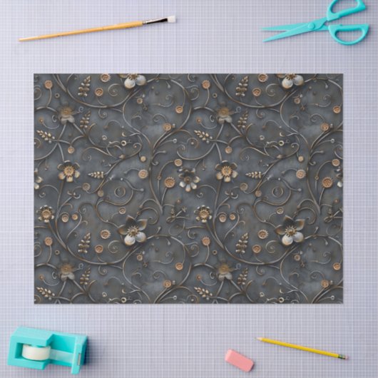 Steampunk-Rusty-Metal-Blume für Decoupage Seidenpapier (Basteln)