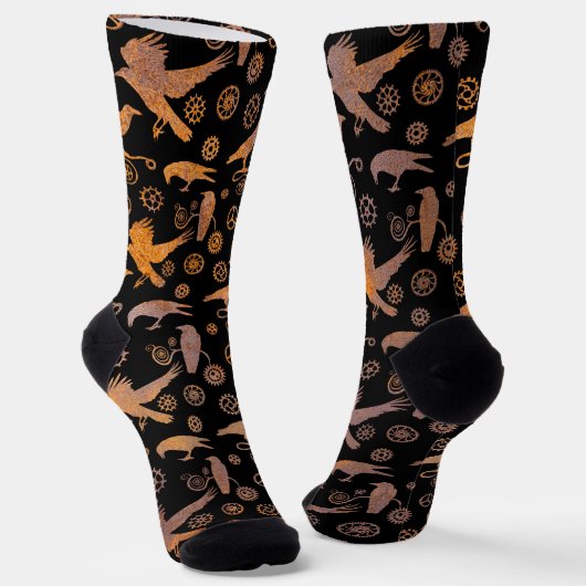Steampunk Rusty Steel Crows and Gears Socks Socken (Gewinkelt)