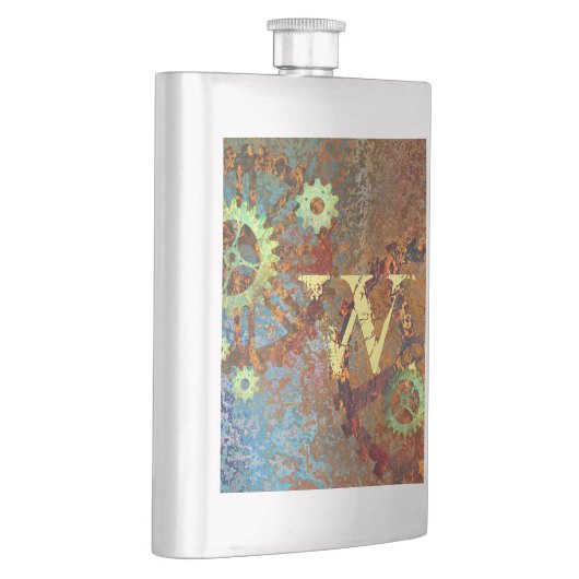 Steampunk Rusty Uhrwerk Gears Flachmann (Rechts)