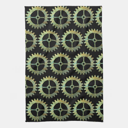 Steampunk Rusty Uhrwerk Gears Geschirrtuch (Vertikal)