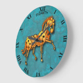 Steampunk Rusty Vintag Mechanic Orange Horse Große Wanduhr (Winkel)