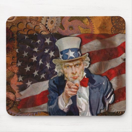 Steampunk Sam Patriotic US Flag Design Mousepad (Vorne)