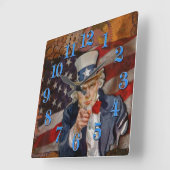 Steampunk Sam Patriotic US Flag Design Quadratische Wanduhr (Winkel)