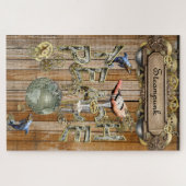 Steampunk-Sammlung grafischer Elemente auf Holz Puzzle (Horizontal)