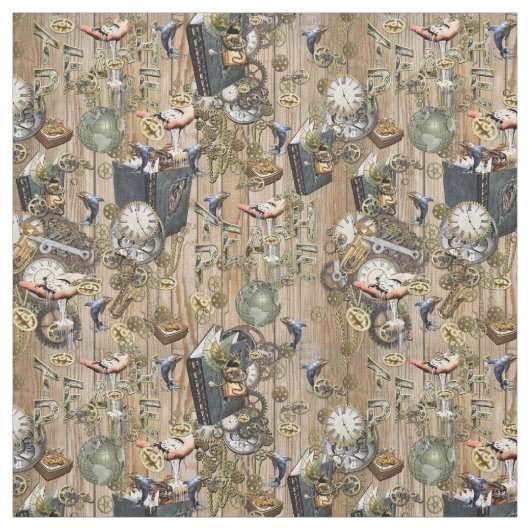 Steampunk-Sammlung grafischer Elemente auf Holz Stoff (Muster)