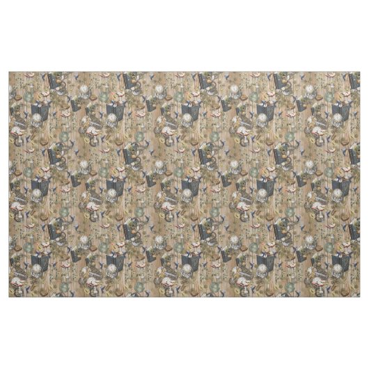 Steampunk-Sammlung grafischer Elemente auf Holz Stoff (Fat Quarter (45,7 x 55,9 cm))