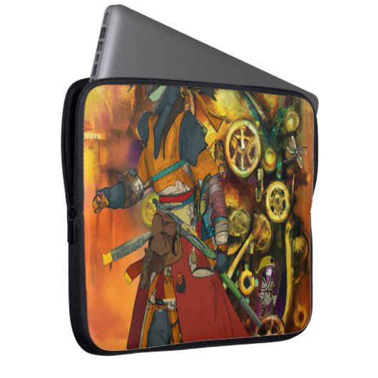 Steampunk Samurai Laptopschutzhülle (Vorne Rechts)
