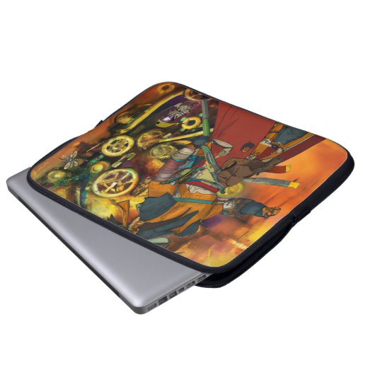 Steampunk Samurai Laptopschutzhülle (Vorne Knopf)