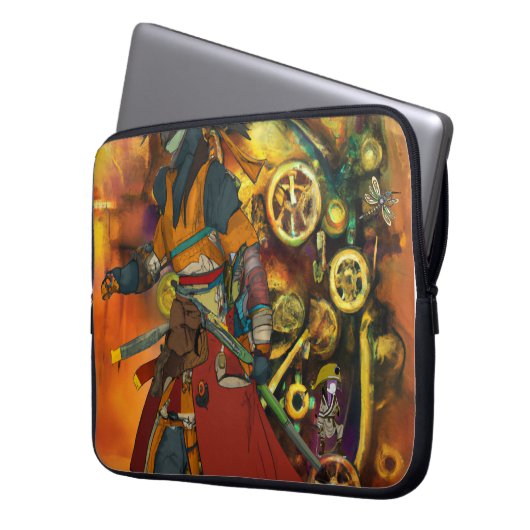 Steampunk Samurai Laptopschutzhülle (Vorderseite Links)