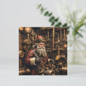 Steampunk Santa Christmas Grußkarte (Stehend Vorderseite)