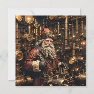 Steampunk Santa Christmas Grußkarte
