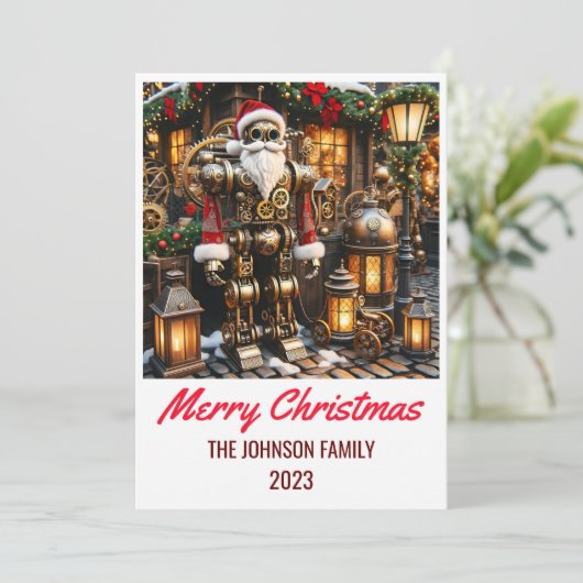 Steampunk Santa Claus - Frohe Weihnachten (Stehend Vorderseite)