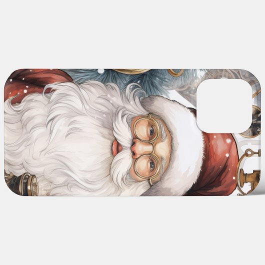 Steampunk Santa Claus Uhrwerk und Schneebäume Case-Mate iPhone Hülle (Rückseite (Horizontal))