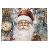 Steampunk Santa Claus Uhrwerk und Schneebäume Große Geschenktüte (Vorderseite)
