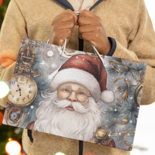Steampunk Santa Claus Uhrwerk und Schneebäume Große Geschenktüte