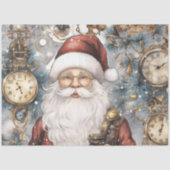 Steampunk Santa Claus Uhrwerk und Schneebäume Seidenpapier (Vorderseite)