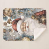 Steampunk Santa Claus Uhrwerk und Schneebäume Sherpadecke (Vorderseite (Horizontal))