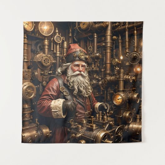 Steampunk Santa Tapestry Wandteppich (Vorderseite)