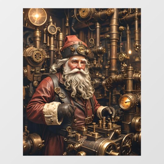Steampunk Santa Window Cloning Fensteraufkleber (Blatt)