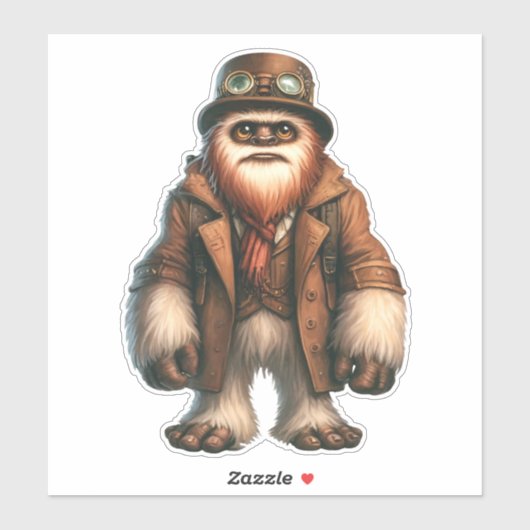 Steampunk Sasquatch Transparenter Sticker (Blatt)