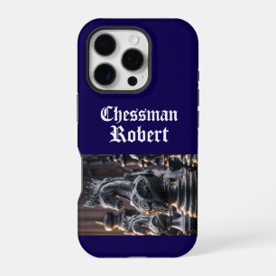 Steampunk-Schach-Design mit individuellem Namen iPhone 16 Pro Hülle