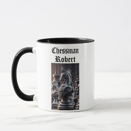 Steampunk-Schachdesign mit individuellem Namen Tasse (Links)