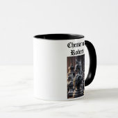 Steampunk-Schachdesign mit individuellem Namen Tasse (VorderseiteRechts)