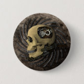 Steampunk Schädel Button (Vorderseite)