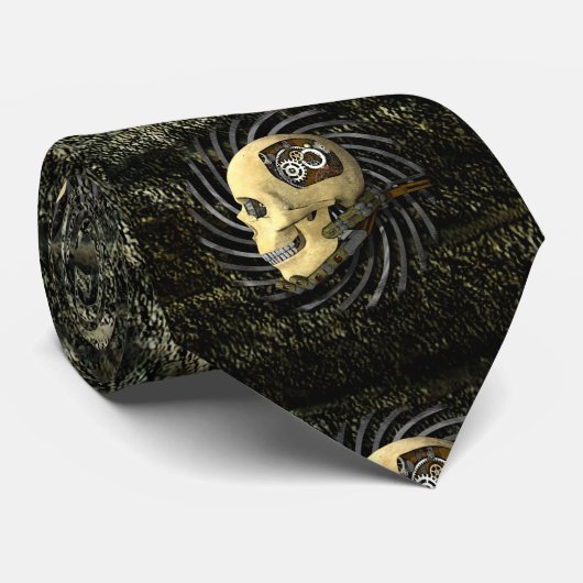 Steampunk Schädel Krawatte (Gerollt)