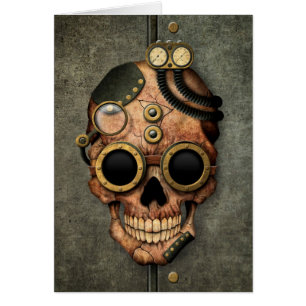 Steampunk Schädel mit Schutzbrillen - Stahleffekt