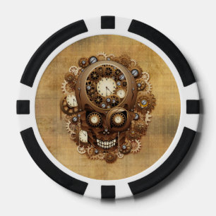 Steampunk Schädel-Vintage Art poker_chips Pokerchips
