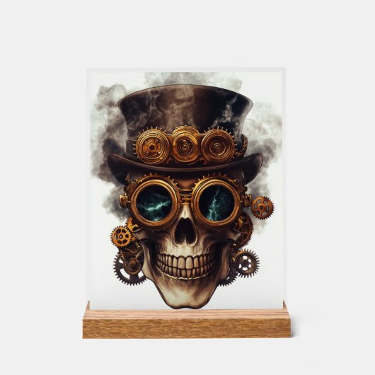 Steampunk-Schädelmotor Acrylschild (Vorderseite)