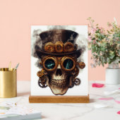 Steampunk-Schädelmotor Acrylschild (Hochzeit)