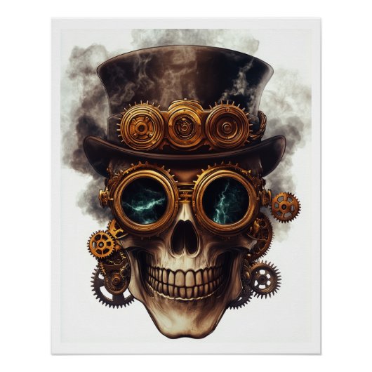 Steampunk-Schädelmotor Poster (Vorderseite)