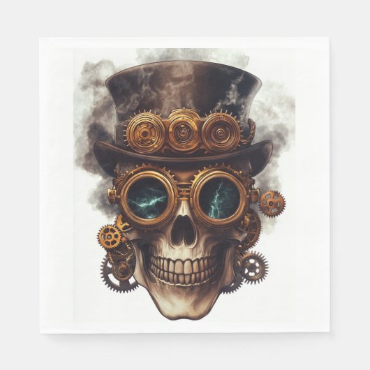 Steampunk-Schädelmotor Serviette (Vorderseite)