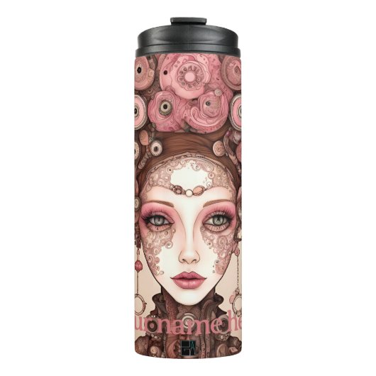 STEAMPUNK SCHAUTY FANTASY ART PINK Thermal Tumbler Thermosbecher (Vorderseite)
