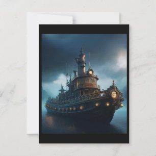 Steampunk-Schlepper an einem bewölkten Tag Mauspad Postkarte